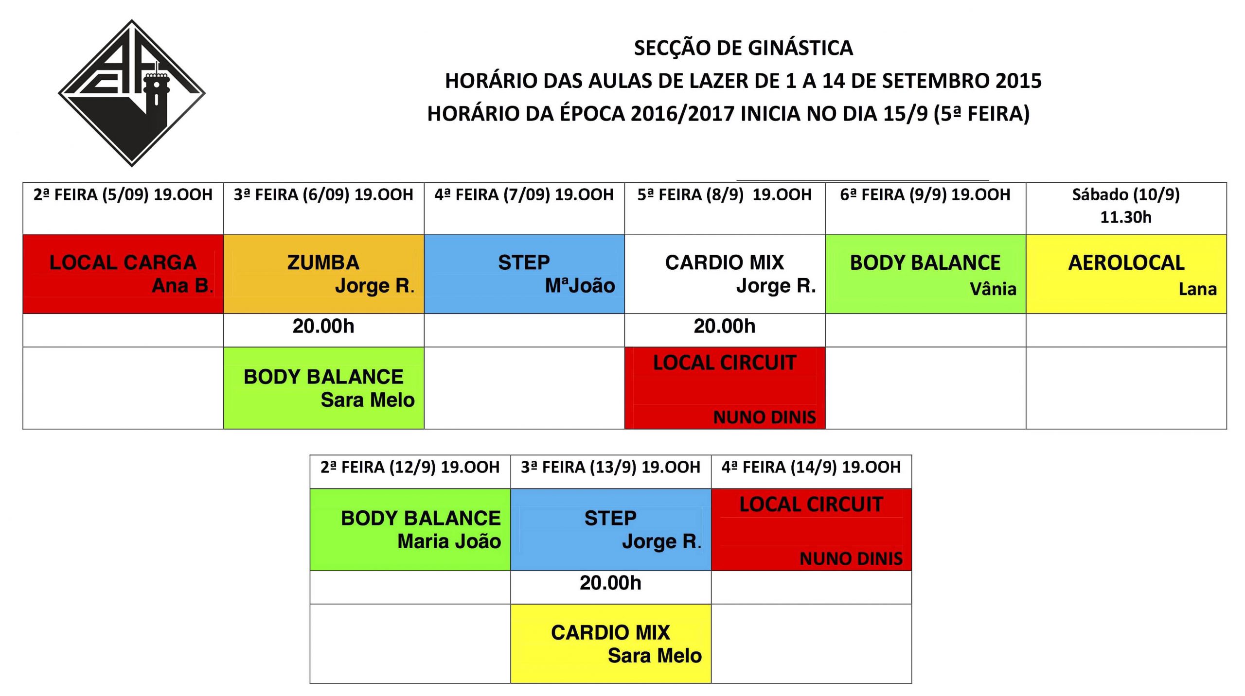 HORARIO DAS AULAS DE LAZER DE 1 A 15 DE SETEMBRO2